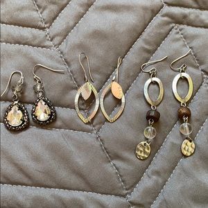 Bundle of 3 barely worn earrings